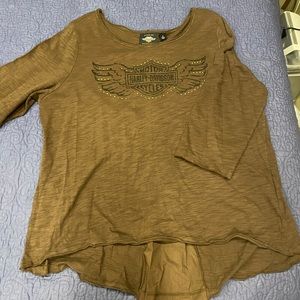 Harley-Davidson 3/4 sleeve, brown top